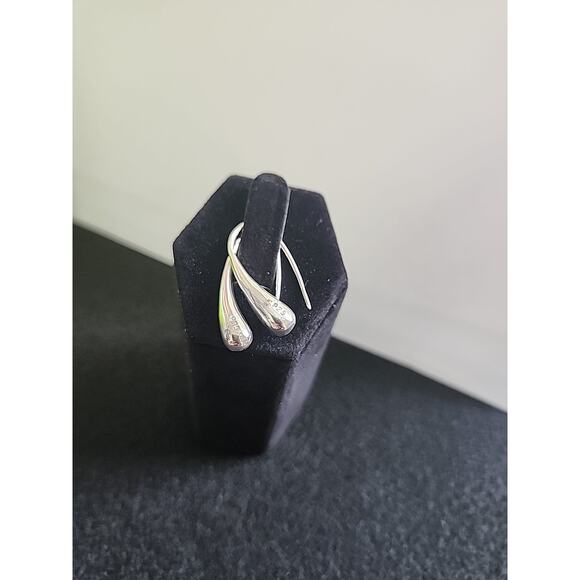 Waterdrop Sterling Silver Plated Teardrop Thread Earrings Classical Fine Jewelry - Picture 4 of 6